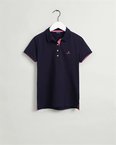 Piqué Poloshirt mit Kontrastkragen evening blue