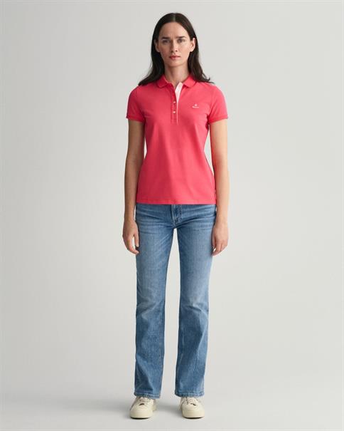 Piqué Poloshirt mit Kontrastkragen magenta pink