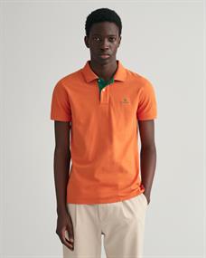 Piqué Poloshirt mit Kontrastkragen pumpkin orange