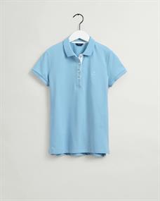 Piqué Poloshirt mit Kontrastkragen waterfall blue