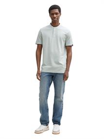 Piqué Poloshirt mit Stehkragen fresh green white two tone