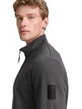 Piqué Sweatjacke mit Stehkragen ash grey