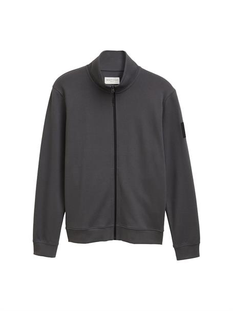 Piqué Sweatjacke mit Stehkragen ash grey