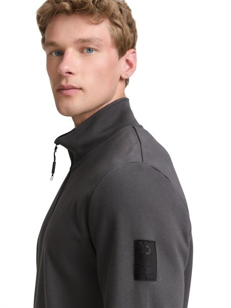Piqué Sweatjacke mit Stehkragen ash grey