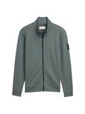Piqué Sweatjacke mit Stehkragen washed jasper green