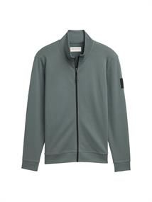 Piqué Sweatjacke mit Stehkragen washed jasper green