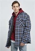 Plaid Quilted Shirt Jacket lightblue darkblue