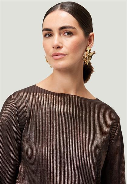 Plissee-Shirt strukturiert brownbrown