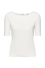Pointelle-T-Shirt in gerippter Optik off white