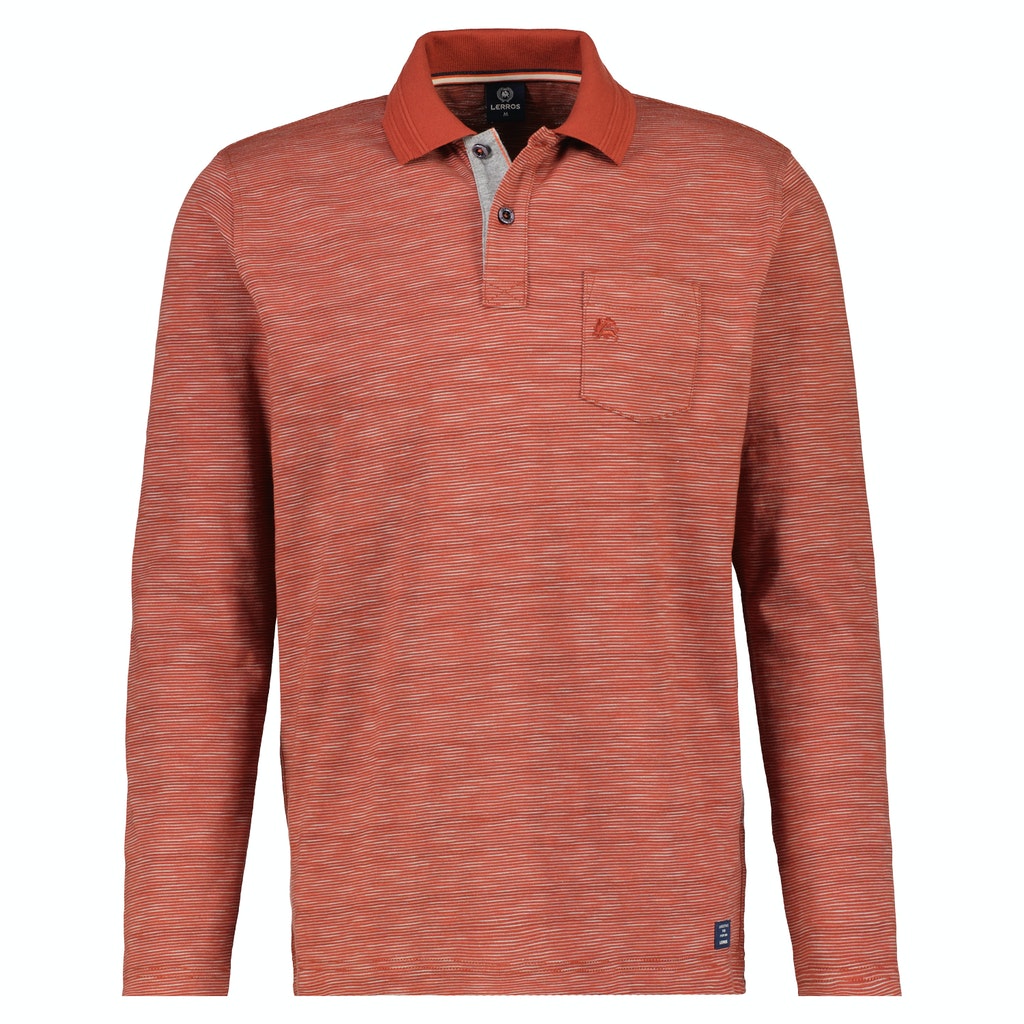Lerros Herren Langarmshirt 2284270 Rusty Red - poloshirt