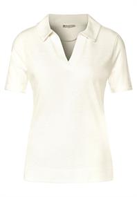 Poloshirt im Leinenlook off white
