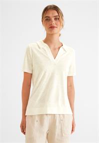 Poloshirt im Leinenlook off white