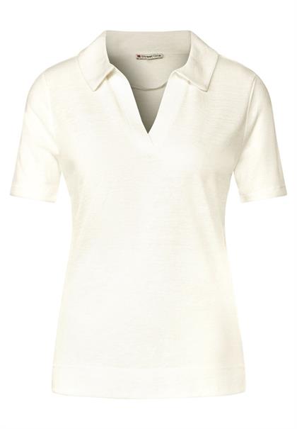 Poloshirt im Leinenlook off white