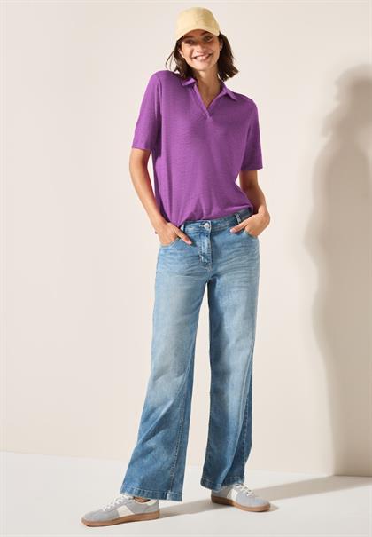 Poloshirt in Leinen-Optik magenta lacquer
