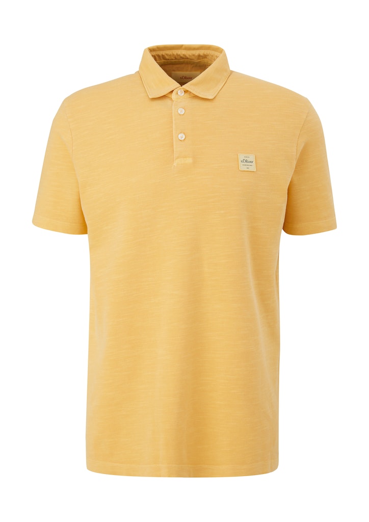 s.Oliver Herren Polo-Shirt Poloshirt mit Label-Patch gelb bequem online  kaufen bei