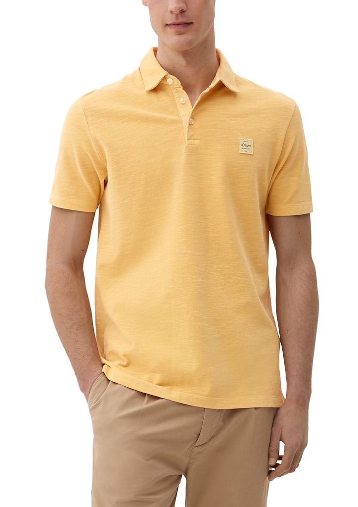 bei online gelb bequem Poloshirt s.Oliver Polo-Shirt mit kaufen Label-Patch Herren