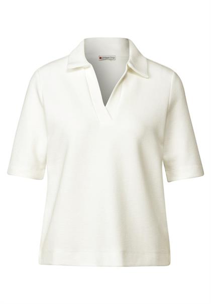 Poloshirt mit Struktur off white