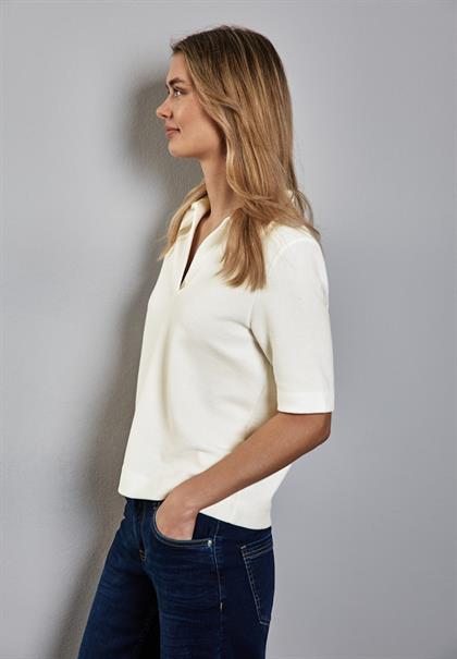 Poloshirt mit Struktur off white