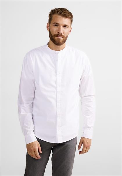 Popelinehemd mit Stehkragen broken white