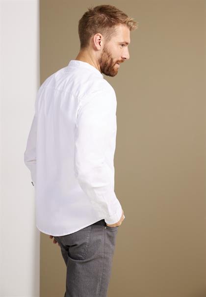 Popelinehemd mit Stehkragen broken white