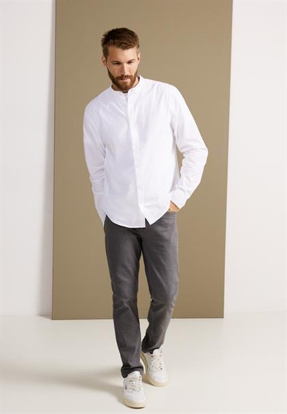 Popelinehemd mit Stehkragen broken white