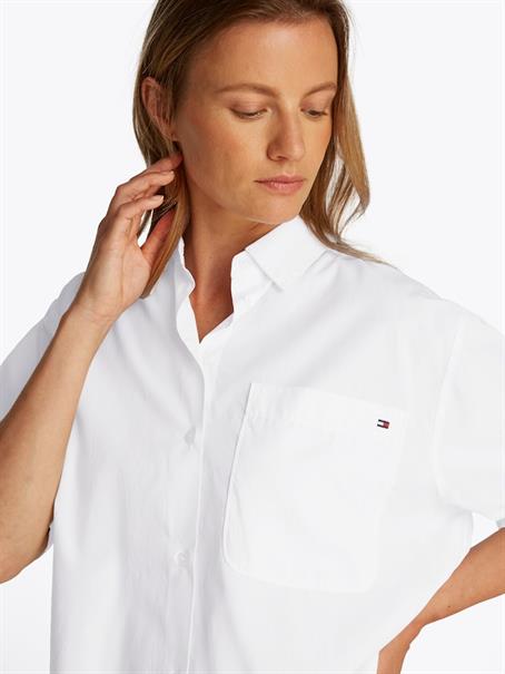 POPLIN BOXY SHORT S/S SHIRT th optic white