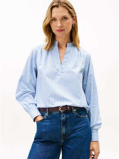 POPLIN V-NK BLOUSE american classic stp clear water