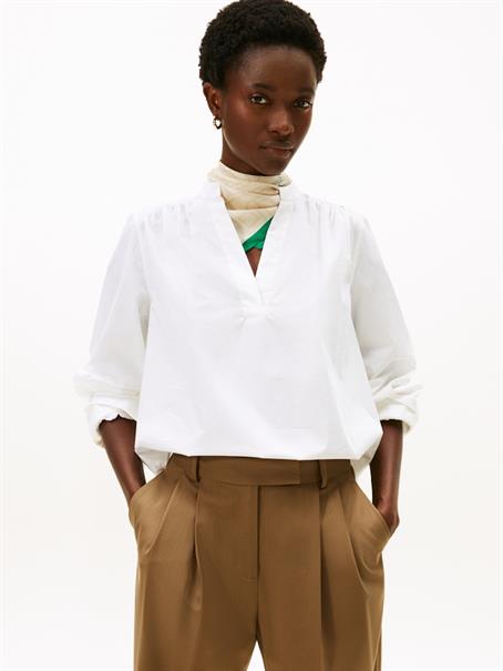 POPLIN V-NK BLOUSE th optic white