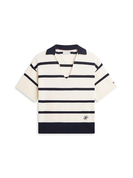 Premium Knit Relaxed Polo Jumper big stp calico-dark n navy