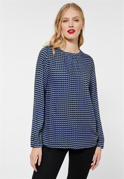 Print Bluse in Viskose dazzling blue