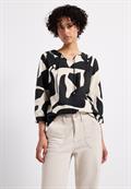 Print-Bluse mit Tape-Details whale tail grey