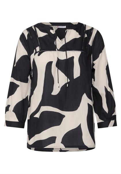 Print-Bluse mit Tape-Details whale tail grey