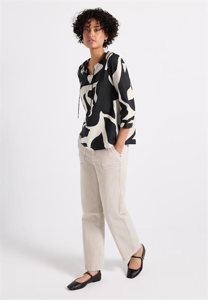 Print-Bluse mit Tape-Details whale tail grey