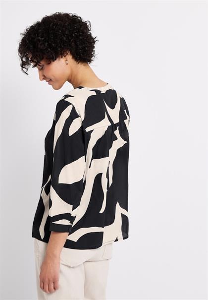 Print-Bluse mit Tape-Details whale tail grey
