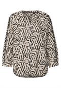 Print-Bluse mit Tapedetails moonstone sand