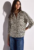 Print-Bluse mit Tapedetails moonstone sand