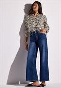 Print-Bluse mit Tapedetails moonstone sand