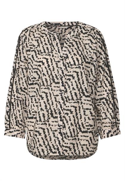 Print-Bluse mit Tapedetails moonstone sand