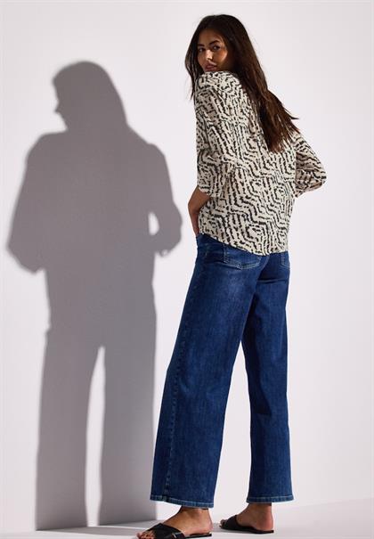 Print-Bluse mit Tapedetails moonstone sand