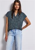 Print Blusenshirt deepwater blue