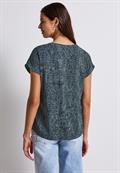 Print Blusenshirt deepwater blue