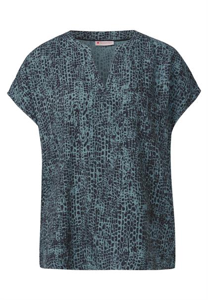 Print Blusenshirt deepwater blue