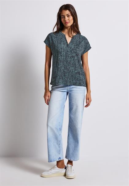 Print Blusenshirt deepwater blue