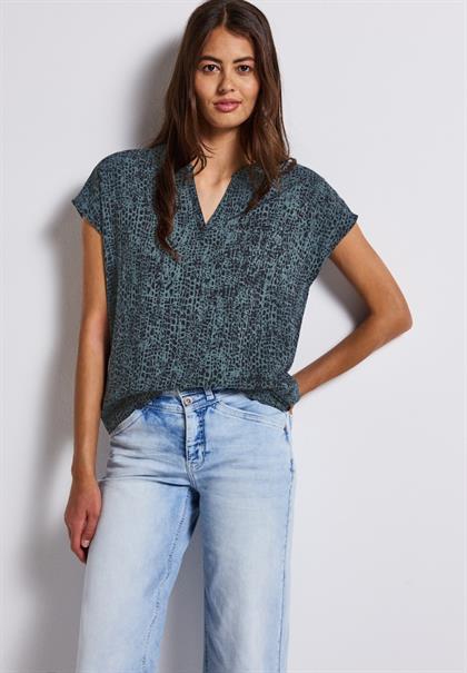 Print Blusenshirt deepwater blue