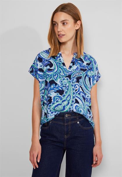 Print Blusenshirt intense aqua