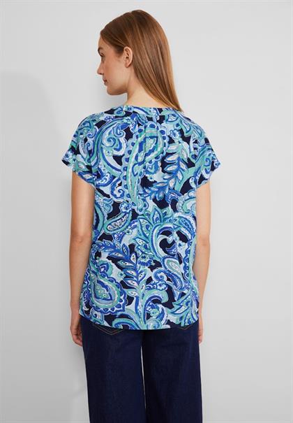 Print Blusenshirt intense aqua