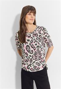Print Burn Out T-Shirt vanilla white