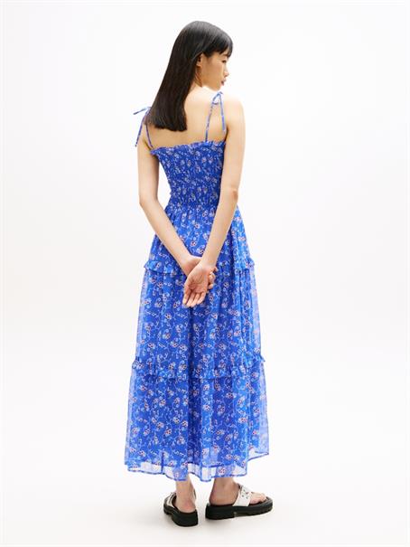 Print Extra Slim Chiffon Maxi Dress empire blue aop