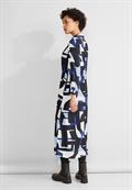 Print Hemdblusenkleid deep blue