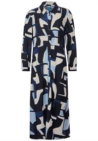 Print Hemdblusenkleid deep blue